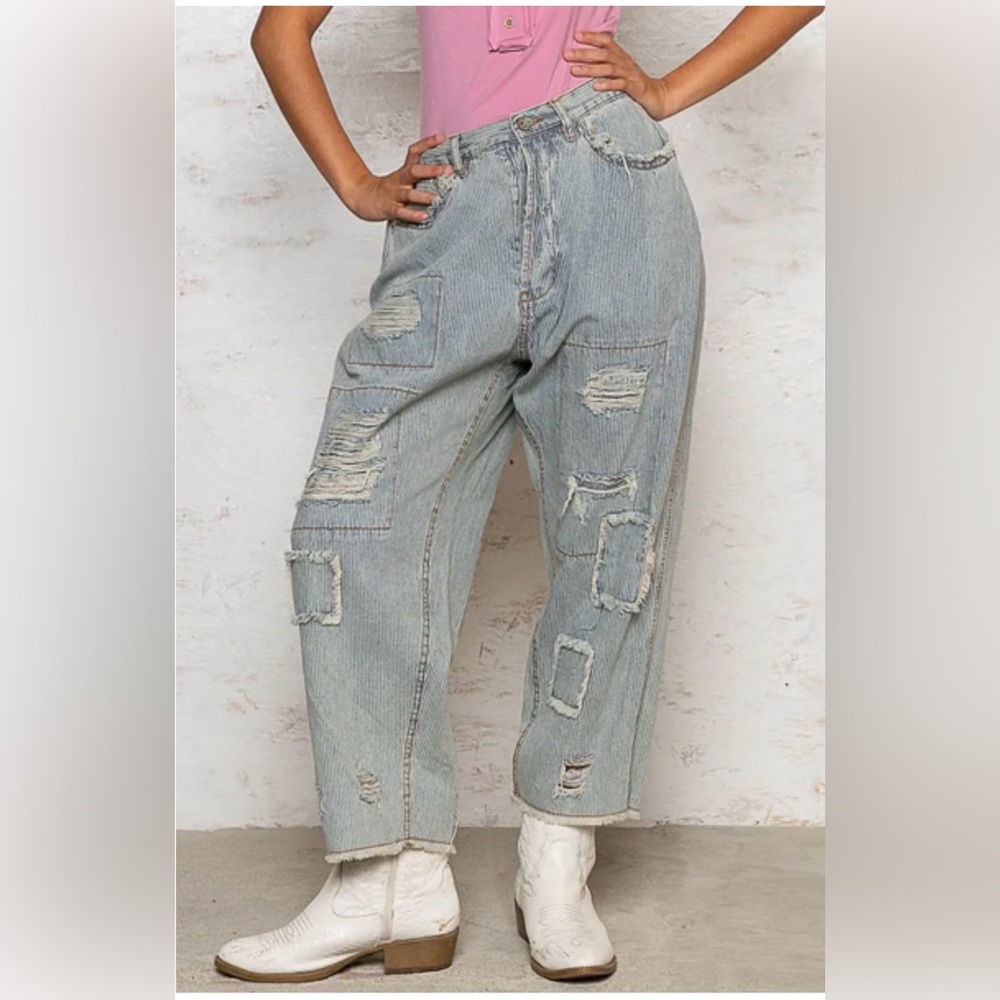 ⭐️NWOT POL Distressed Raw Hem Wide Leg Pants⭐️